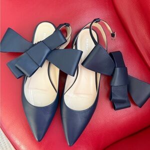 Elegant Black Bow Slingback Flats